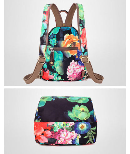 Convertible Floral Nylon Small Backpack Rucksack Sling Bag Chest Pack Purse