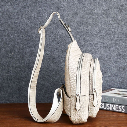 Real Leather Sling Backpack, Himalayan Crocodile embossed Women's Crossbody Bag