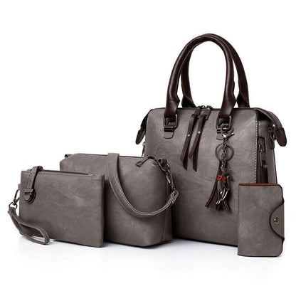 4pcs/Set Ladies Handbags Female PU Leather Shoulder Bags Women Bags Tote Bag