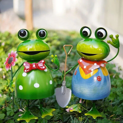 Frog Statue Metal Figurine Garden Outdoor Decor Yard 3D Art Sculpture 15x8x5inch