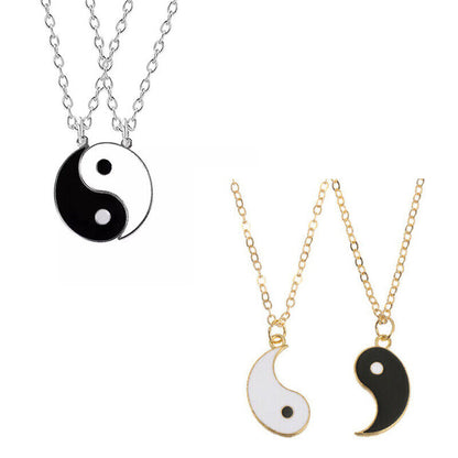 Best Friends Matching Necklace Tai Chi Bagua Yin Yang Pendant Couple Necklace