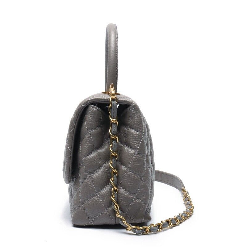 20/26/28 Quilted Real Leather Flap Purse Tote Shoulder Bag Handbag w/ Chains