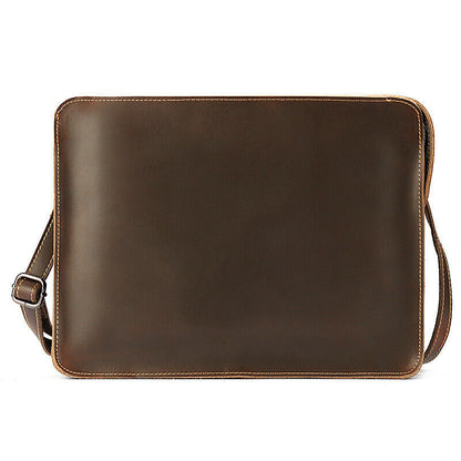 Crazy Horse Leather Business 12" Briefcase Mens Clutch Envelope Bag Shoulder Bag