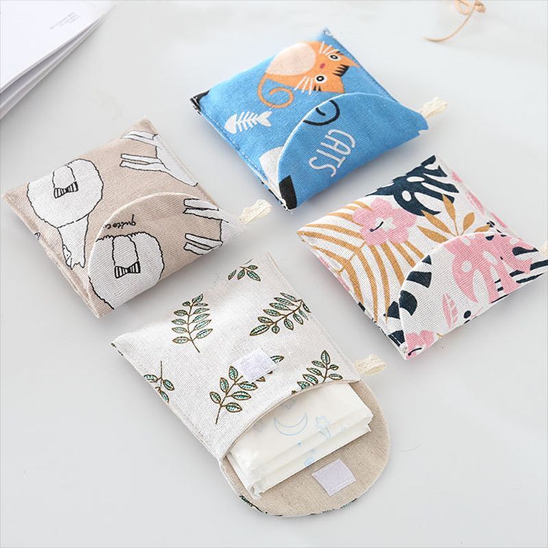 Cosmetic Organizer Sanitary Napkin Storage Bag Coin Card Pad Pouch Cosmetic Bags