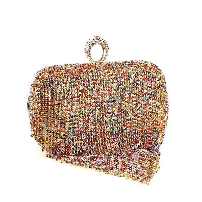 Shiny Diamonds Clutches Purse Evening Party Women Handbag Tassel Women Bag