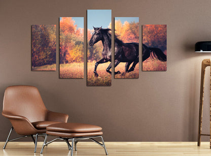 Animal Running Horse Landscape 5 Pieces Canvas Print Wall Art Picture Home Decor