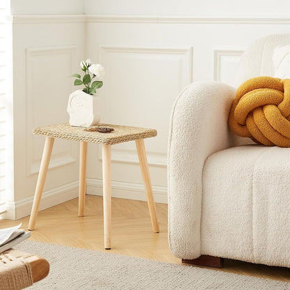 Natural Seagrass Side Table Modern Home Decor Living Room Bedroom Easy Assembly