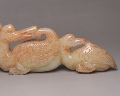 Chinese Natural Hetian Jade Carving Goose Statue Nice Figurines Decoration Art