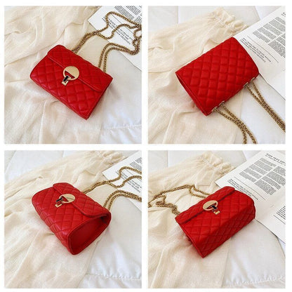 Lady Bags Fashion Women Shoulder Bag Pu Material Chains Crossbody Bag Black
