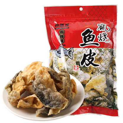 60g*3 bags Chinese Food Snacks Fish Skin Yu Pi Spicy 自然派鱼皮脆