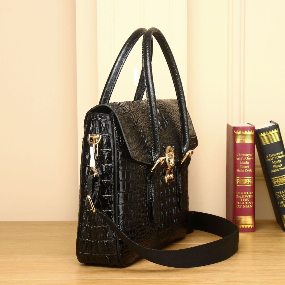 Top Cowhide Crocodile Alligator Printing Handbag Men's Luxury Business Briefcase