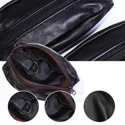Unisex Soft Real Leather Pouch Coins Keys Money Holder 2 Ways Zips Wallet Purse