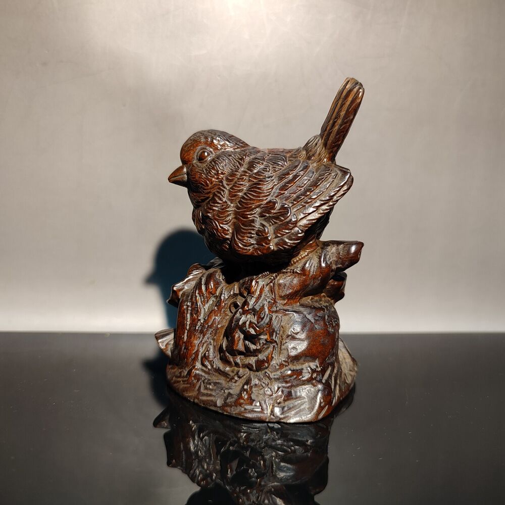 Chinese Wood Carving Bird Statue Boxwood Sculptures Children Gift Vivid Cute