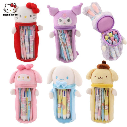 HelloKitty Kuromi Cinnamoroll Plush Toy Pencil Case Pen Holder Storage Bag Gift