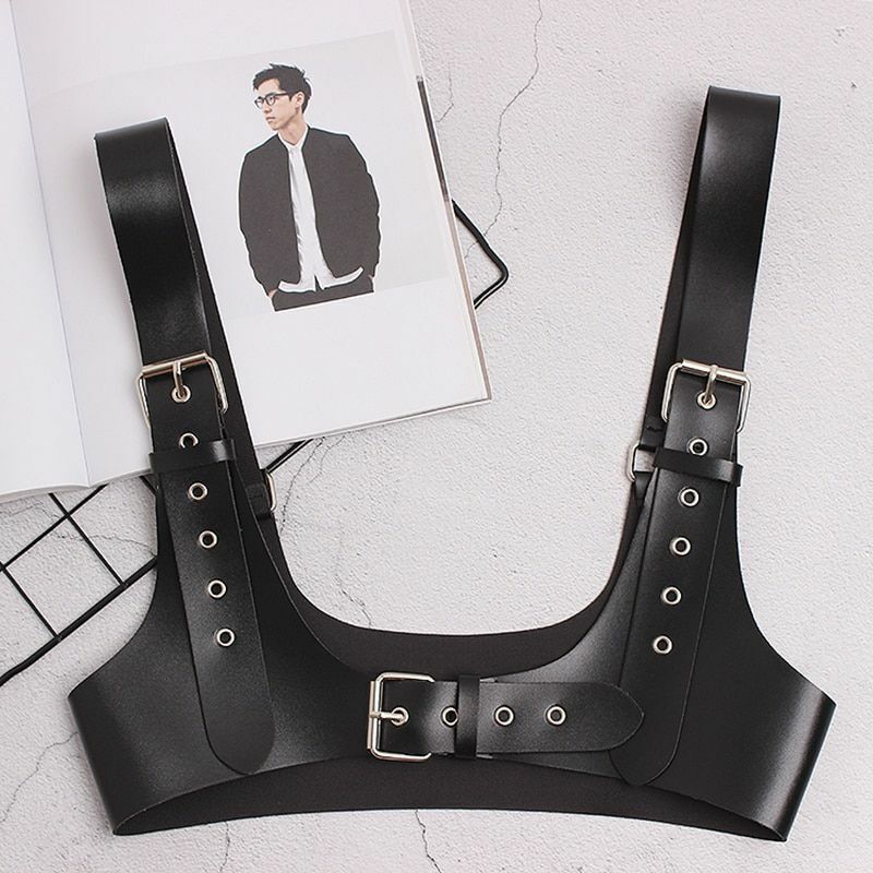 Women Personality Wide Straps Fashion Belt Unisex One Size Leather Black Buckles