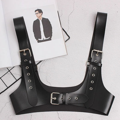 Women Personality Wide Straps Fashion Belt Unisex One Size Leather Black Buckles