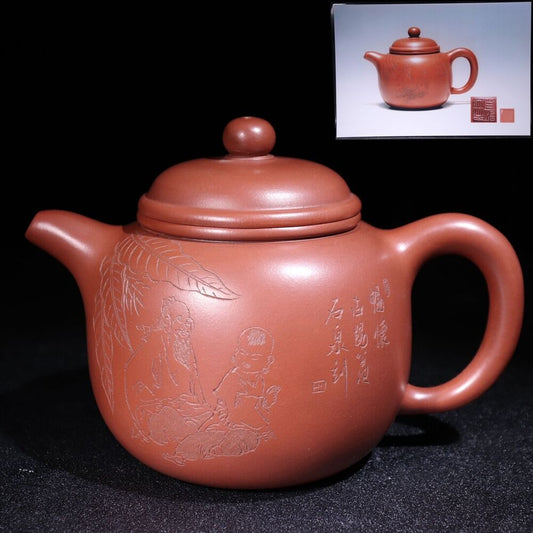 Vintage Chinese Yixing Purple Clay Teapot Zisha Ceremony Figure Teaware Collect