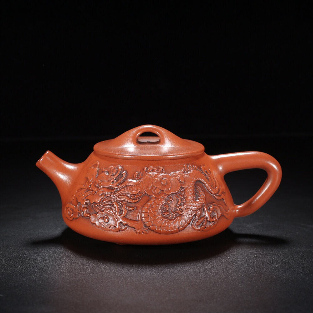 Chinese Yixing Zisha Clay Handmade Exquisite Teapot （双龙石瓢 底款：周桂珍）