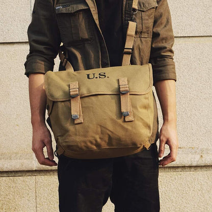WW2 US M1936 Canvas Messenger Bag, 12" Vintage Tactical Musette Satchel Bags...