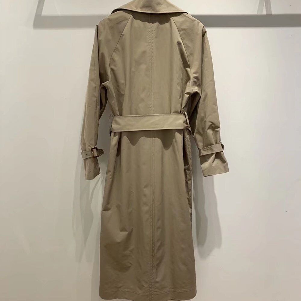 2022 Women's Clothing Retro Casual Loose Double-breasted Overknee Trench Coat