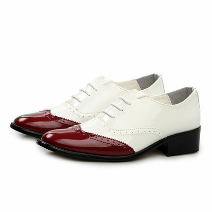 Oxfords Brogues Mens Patent PU Leather Lace Up Wingtip Wedding Fomal Shoes New