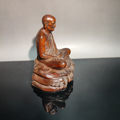 vintage wooden buddha zen chinese antique carvings wood carved boxwood Figurines