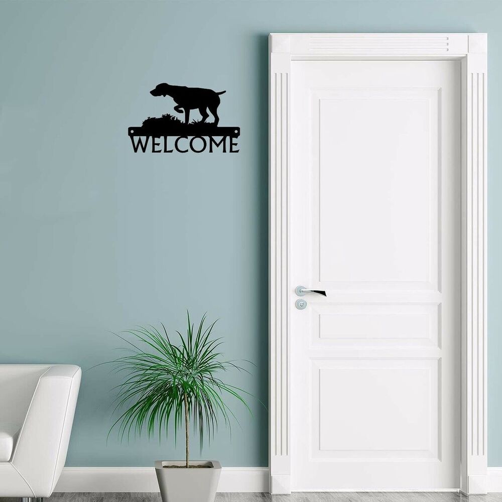 German Shorthaired Pointer GSP on Point Dog Welcome Sign Metal Wall Stickers
