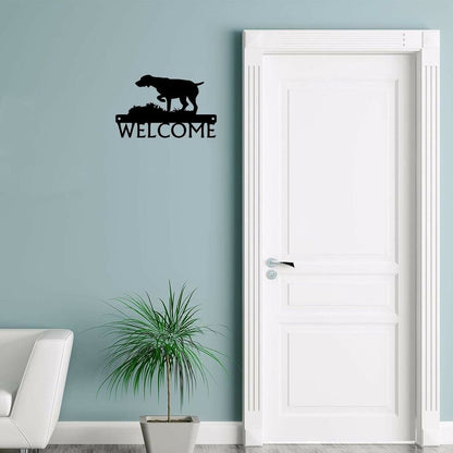 German Shorthaired Pointer GSP on Point Dog Welcome Sign Metal Wall Stickers