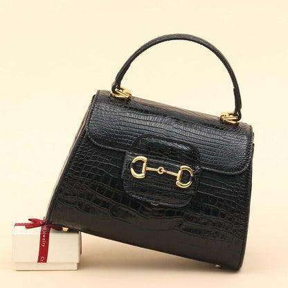 Black Alligator Crocodile Belly Skin Handbag, New Women's Chain Bag Shouler Bag