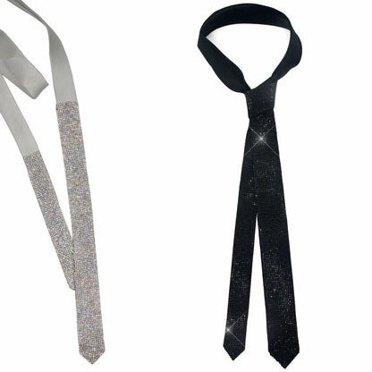 Men Necktie Black Laser Crystal Rhinestone Tie Wedding Party Prom Wear 120x4.5cm