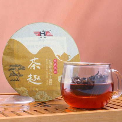 357g Puerh Ripe Tea Cake Yunnan Big Leaf Pu-erh Black Tea Aged Cooked Pu'er Tea