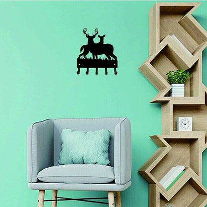 Deer Key Rack Hanger Wall Mounted Hook Up Wall Stickers Metal Pendant Wall Art