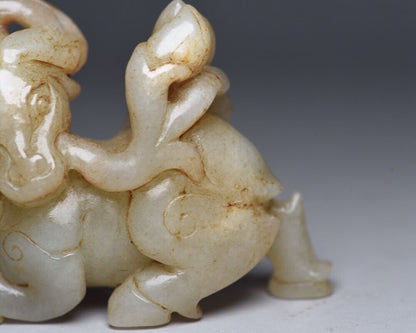 Chinese Natural Hotan Jade Carving Exquisite Crane Statue Figurine Collectible