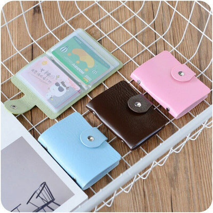 Credit Card Holder Men Women Cards Bag PU Leather Buckle Business ID Card Holder