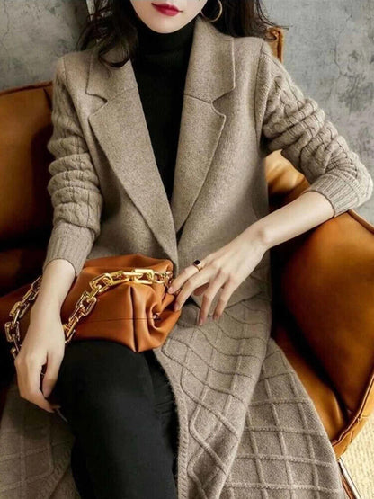 Cardigans Sweater Tops Suit Collar Long Sleeve Lady Winter Clothes Women