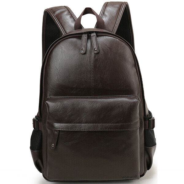 Men Backpack Leather School Backpack Bag Travel Bag Leather Book Bag Male