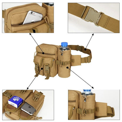 Men Waist Pack Nylon Water Bottle Pouch Sports Army Hunting Climbing Belt Bag