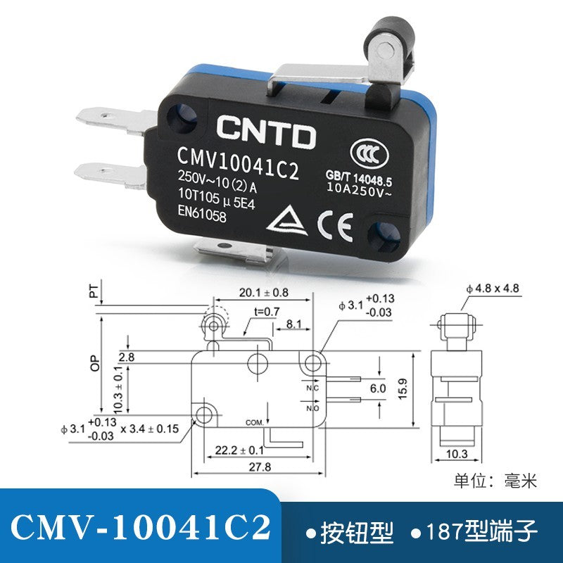 20pcs CNTD Limit Switch CMV10 Micro Button Long Handle Open Limit Sensor Roller