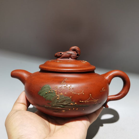 vintage chinese yixing purple clay teapot zisha ceremony carving Collectible art