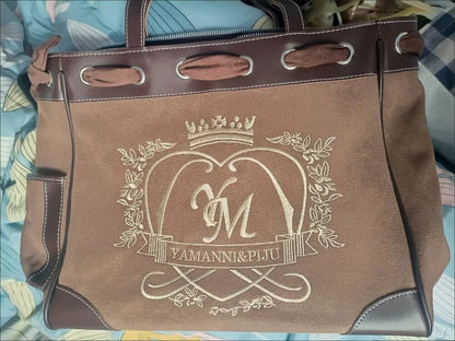 New Trendy Vintage Shoulder Bag For Women Embroidery Letters Heart Canvas Gift