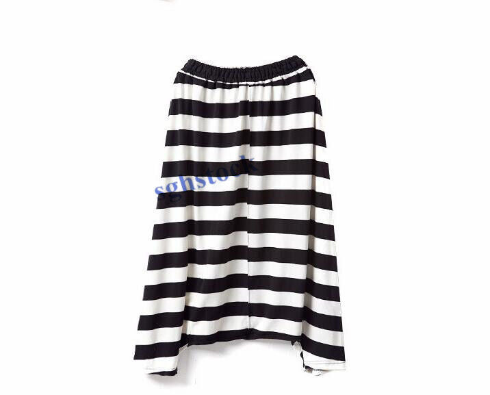 Women Striped Harem Pants New Casual Baggy Low Drop Crotch Trousers Rock Loose
