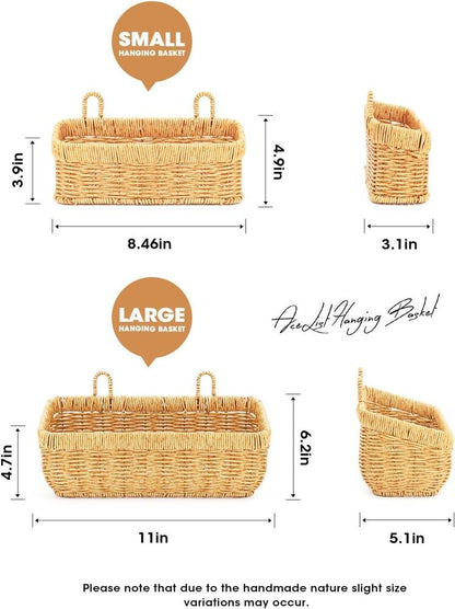 Hand Woven Boho Style Wall Hanging Basket Storage Basket Kitchen Garden Set of 2