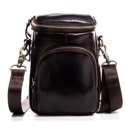 100% Genuine Leather Men's Shoulder Bags Pouch Hook Funny Belt Pack Waist Pack