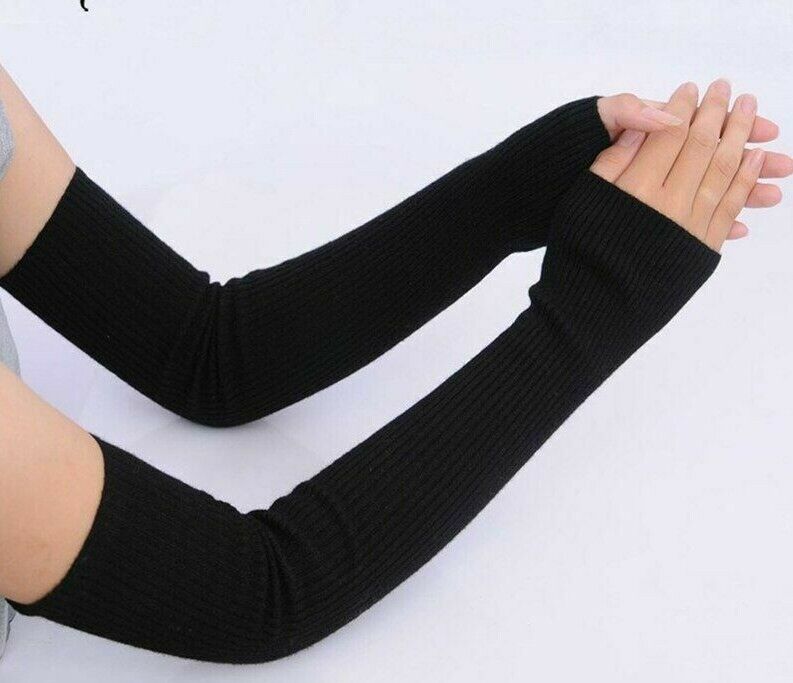 Women Thick Arm Cover 50cm Cashmere Long Sleeves Elbow Warmer Fingerless Mittens