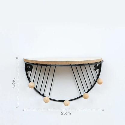 Wall Display Stands Iron+Wood Golden Home Hanging Decorations Storage Rack Hook