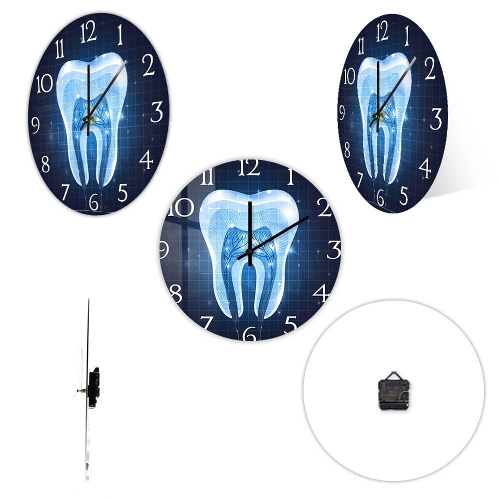 Wall Clocks Blue Dental Clinic Office Tooth Section Anatomy Quartz Watch 30x30cm