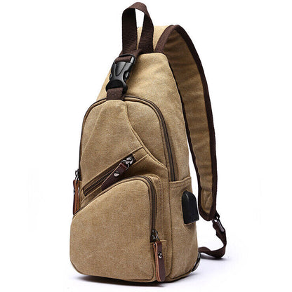 Men's Sling Backpack Canvas Crossbody Chest Bag Casual Daypack Outdoor Sport Bag