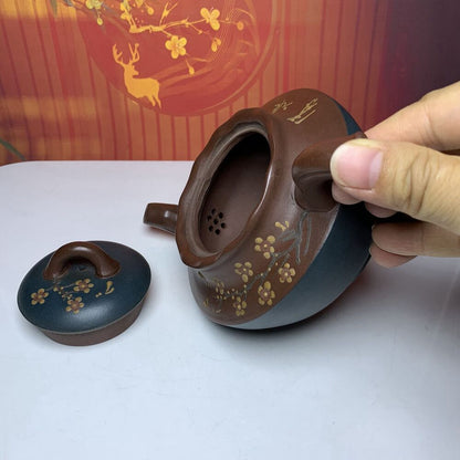 Vintage Chinese Yixing Purple Clay Teapot Zisha Ceremony Plum Blossom Teaware