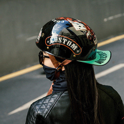 Motorcycle Half Helmet Motorcycle Helmet Baseball Cap Multi-Color Retro Helmet