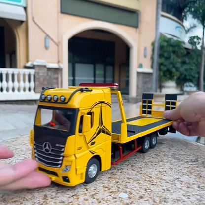 Diecast Toy Deck Flatbed Trailer Model Truck Car Alloy Transporter Vehicle Kids